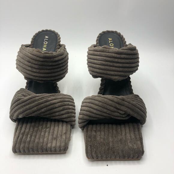 Free People Natasha Alohas Corduroy Twist Mule Slide Square Toe Coffee 37/7 - Picture 4 of 11